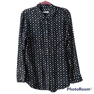 Equipment 100% Silk Stars and Moons Long Sleeve Blouse, Size Large